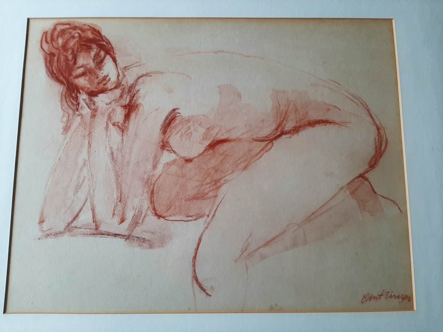 Cees Bantzinger - Naakt in roodkrijt. verkocht voor € 70!