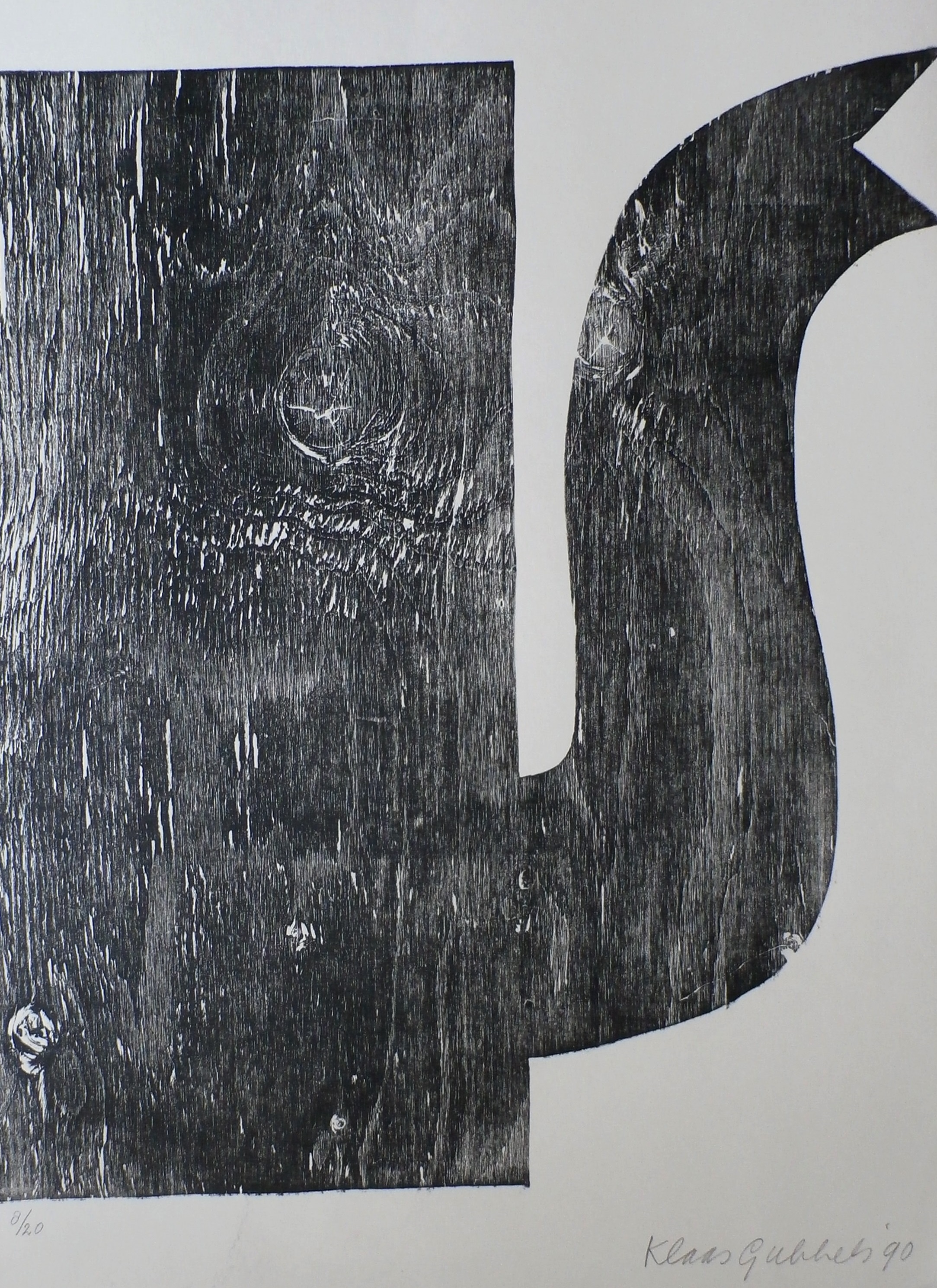 Klaas Gubbels - grote houtsnede - kan -1990 verkocht voor € 395!