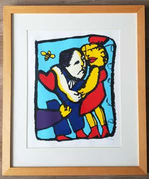 Herman Brood - Love You - zeefdruk - gesingeerd - 200 ex - ingelijst verkocht voor € 1!
