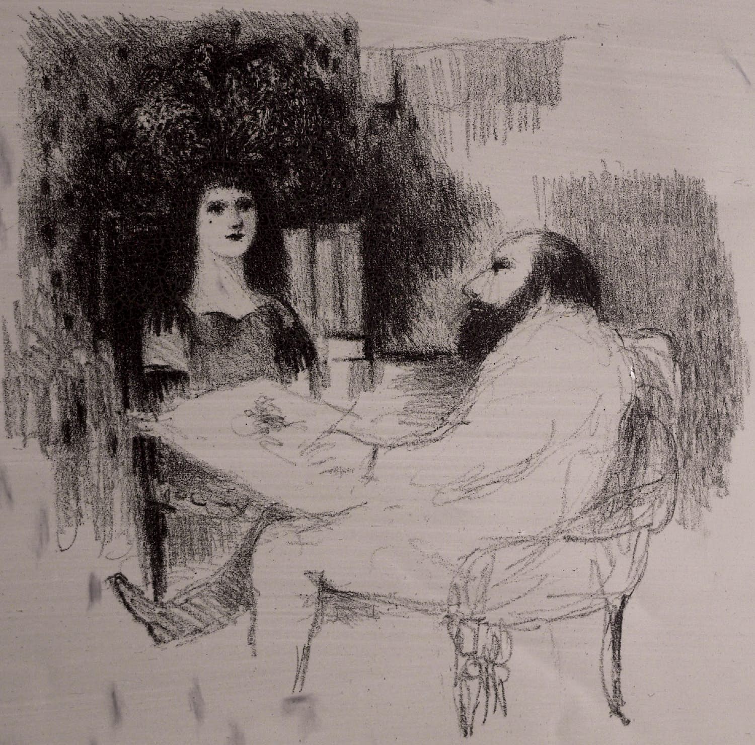 Metten Koornstra - Originele drukplaat , “Kunstenaar met model” – ca 1970 verkocht voor € 20!