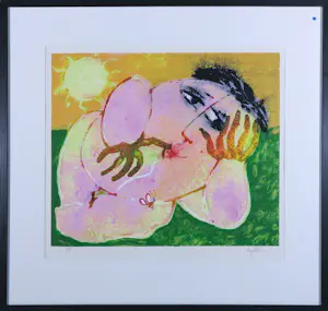 Juan Garcia Ripolles - Zeefdruk, Mujer con mariposa - Ingelijst kaufen? Bieten Sie von 100!