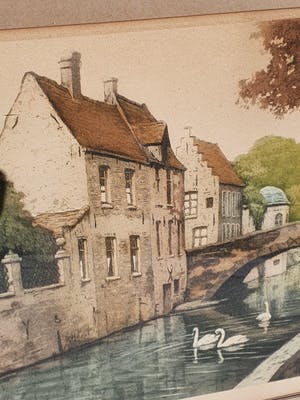 Frederic Louis Leve - Riviertje door Brugge met Zwanen kopen? Bied vanaf 34!