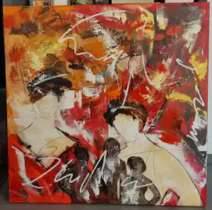 Dario Bosa - ENERGY 2008 ACRYL OP LINNEN 90 X 90 CM In prijs verlaagd! vendu pour 120€ !