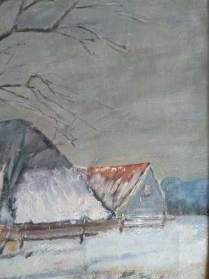 Niet of onleesbaar gesigneerd - Winterlandschap - Olieverf op doek op paneel - Hollandse School kopen? Bied vanaf 1!