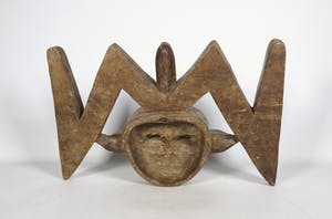 Kwele - Hout, Masker gedecoreerd met gezichten kopen? Bied vanaf 1!