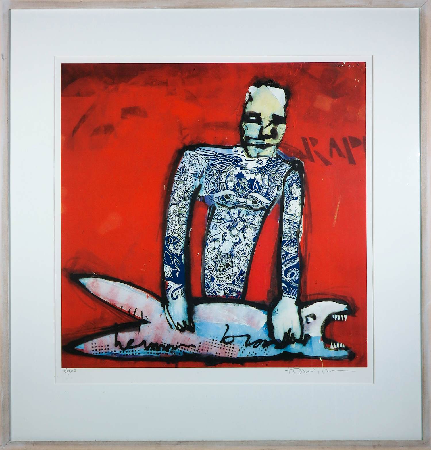 Henk Schiffmacher - Zeefdruk op papier, Oh my... (i.s.m. Herman Brood) - Ingelijst kopen? Bied vanaf 250!