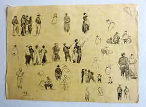 Willem Bastiaan Tholen - Twee tekeningen uit de schetsboeken van W.B.Tholen verkocht voor € 150!