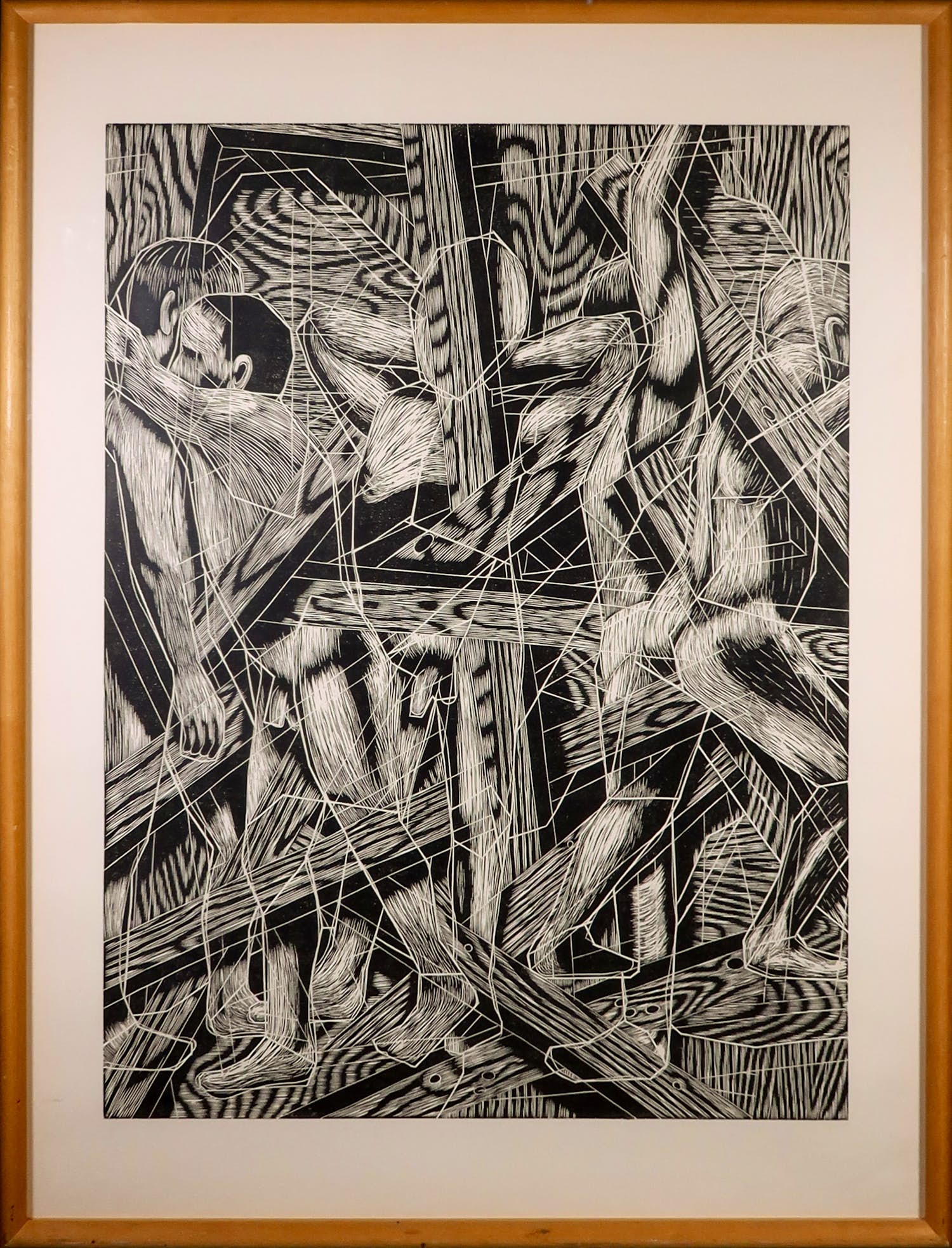 Wim Konings - Houtsnede, Studie voor een kruisvinding - Ingelijst (Groot) verkocht voor € 1!