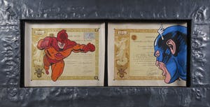 Jan Bollaert - Acryl op papier, America Fight - Ingelijst kopen? Bied vanaf 50!