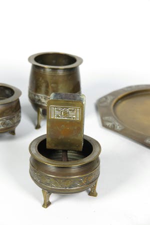 Nieuwe Kunst - Koper, 4-delige rookset kopen? Bied vanaf 1!