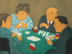 Willy Belinfante - 2 Ingelijste kleurenetsen , “Party” en “Bridge” , + een gesigneerd boek kopen? Bied vanaf 100!