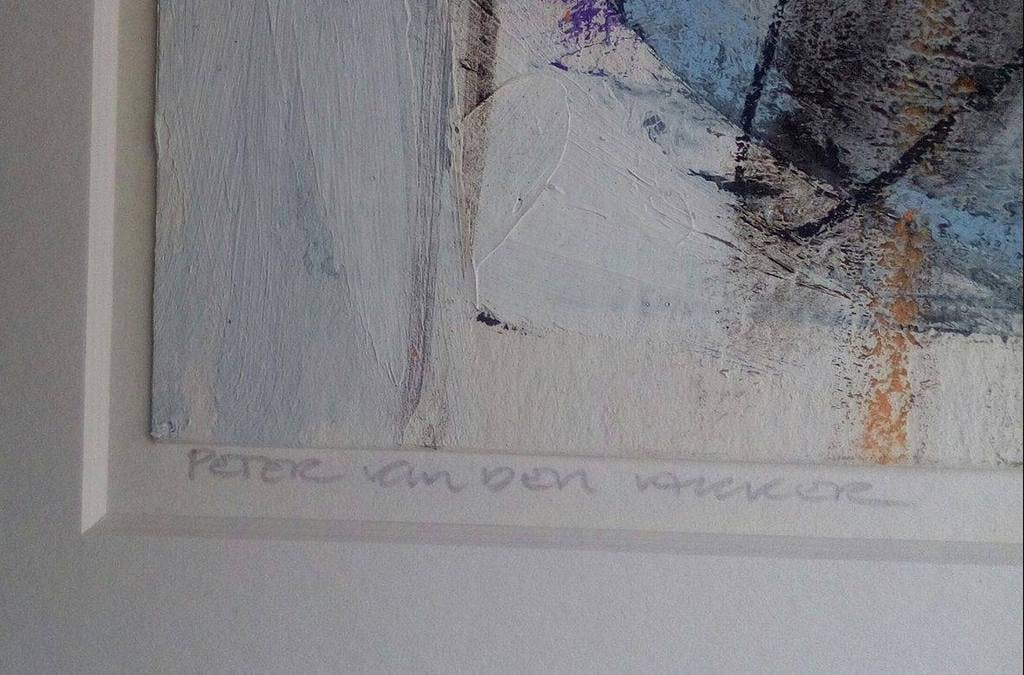 Peter van den Akker - Abstract - Gemengde techniek op papier, In lijst achter glas kopen? Bied vanaf 40!