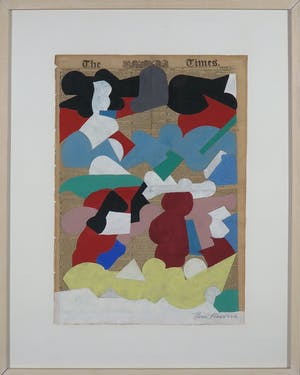 Henri Plaat - Gouache op krantenpapier, Zonder titel - Ingelijst kopen? Bied vanaf 150!