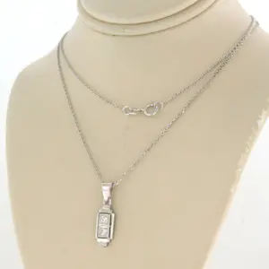 14k witgouden collier met hanger met oud Amsterdams geslepen diamant 0.18ct-50cm kopen? Bied vanaf 275!
