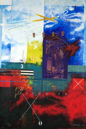 Piotr Konkel - Zeefdruk en collage, Andromeda verkocht voor € 35!