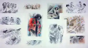 Piet Klaasse - Litho, Lot van 11 werken met muzikanten en paarden verkocht voor € 100!