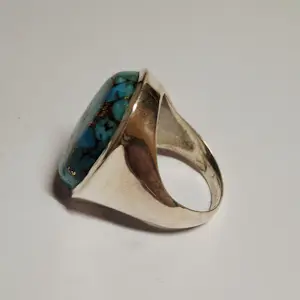 Nieuwe zilveren ring met ovale hoogglans koper turkoois kopen? Bied vanaf 125!