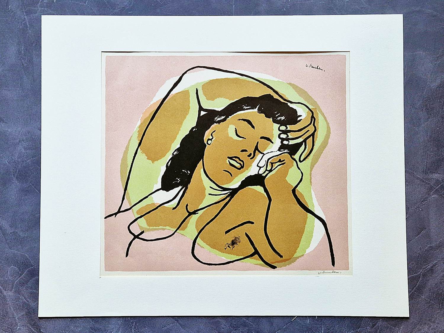 Jan van Keulen - een gestileerd jaren 70 kleuren-litho "dormeuse" - potloodgesigneerd kopen? Bied vanaf 33!