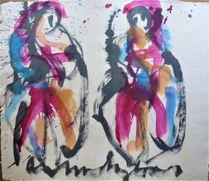 Anton Heyboer - 2 Vrouwen .Mooie krachtige kleurrijke schildering en aparte voorstelling . kopen? Bied vanaf 325!