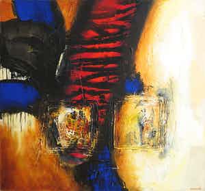 Hans Vanhorck - Olieverf op doek, Abstract painting (Zeer groot) verkocht voor € 600!