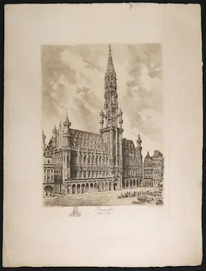 Niet of onleesbaar gesigneerd - Ets, Bruxelles Hôtel de Ville kopen? Bied vanaf 1!