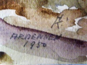 Han Krug - Aquarel "Ardennen" 1950 kopen? Bied vanaf 30!