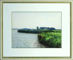 Jan Eversen - Aquarel op papier, Langwarder Wielen - Ingelijst verkocht voor € 100!