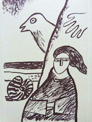 Corneille - VROUW / FEMME / ZW-W LITHO / 28x21cm / SIG / 1998 verkocht voor € 40!