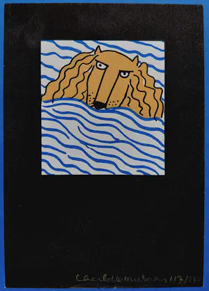 Charlotte Mutsaers - Hond in het water, litho (netjes ingelijst) kopen? Bied vanaf 100!