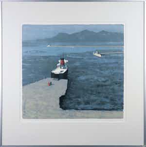 Mart Kempers - Litho, Z.T. Haven - Ingelijst verkocht voor € 100!