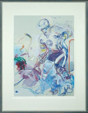 Jan van Diemen - Gemengde techniek op papier, Zonder titel - Ingelijst kopen? Bied vanaf 1!