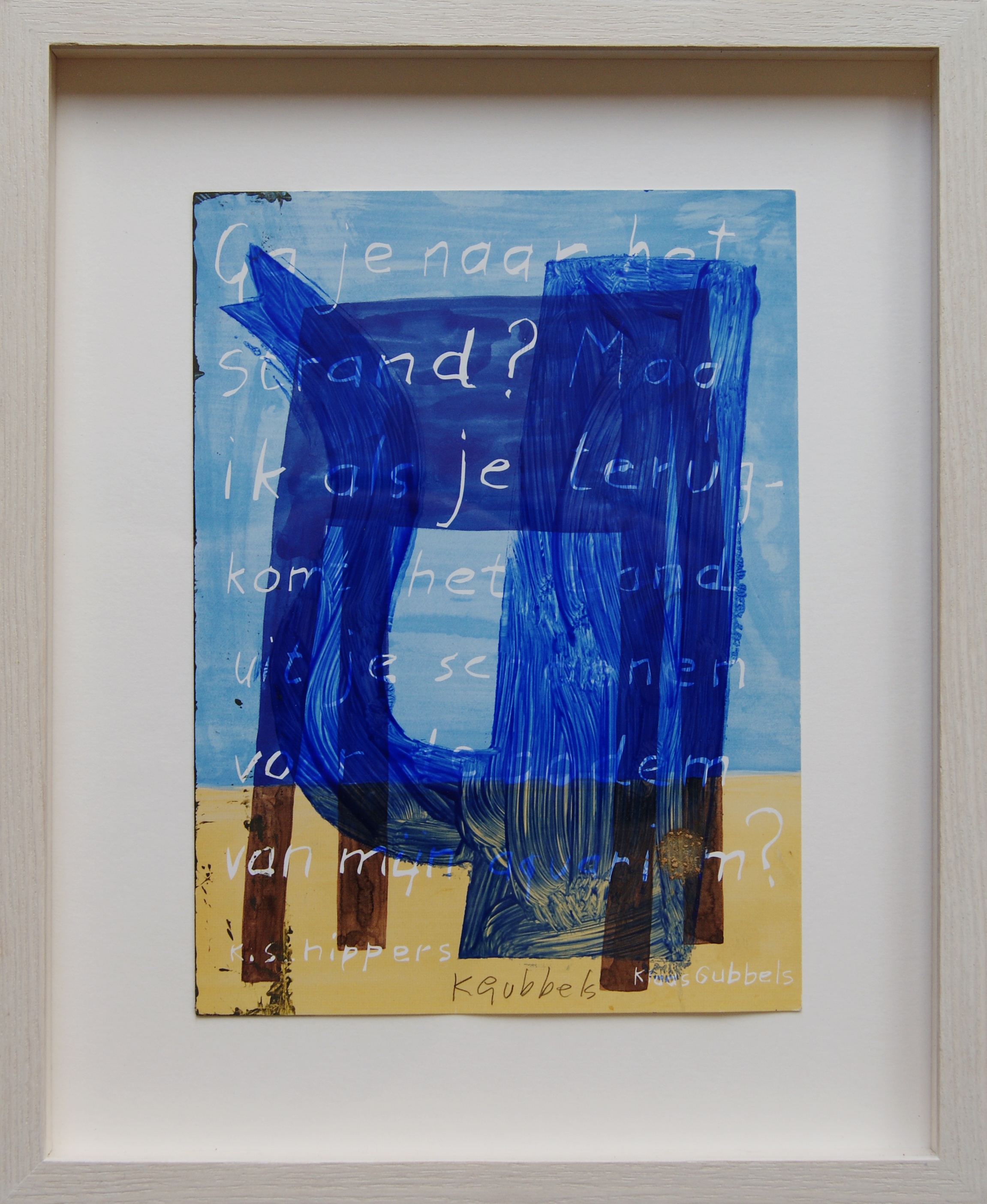 Klaas Gubbels - acrylverf op papier 'Blauwe kan' - ingelijst. kopen? Bied vanaf 325!