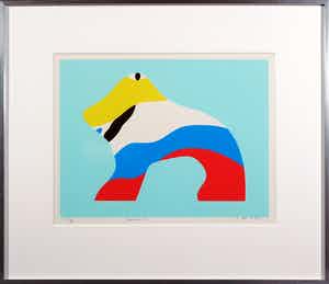 Jan Snoeck - Zeefdruk op papier, Nr. 9 - ingelijst verkocht voor € 35!