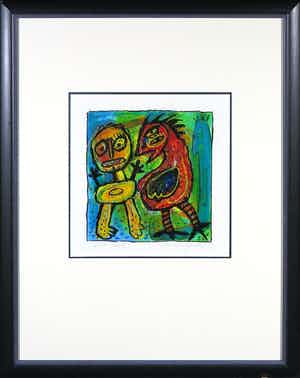 Henk Vierveijzer - Gouache, Get real - Ingelijst verkocht voor € 80!