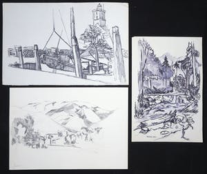 Joe Wols - Lot van drie tekeningen op papier, Landschappen kopen? Bied vanaf 1!