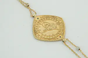 12-  Fijn 18 Krt bi colour gouden armbandje - klein model - met blauwe steentjes kopen? Bied vanaf 210!