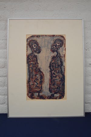 Jaap Kraanen - Cyclopen - 1956 - Linosnede op papier - BKR Rotterdam kopen? Bied vanaf 20!