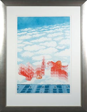 Leentje Linders - Kleurenets, Flying above the clouds - Ingelijst (Groot) kopen? Bied vanaf 50!