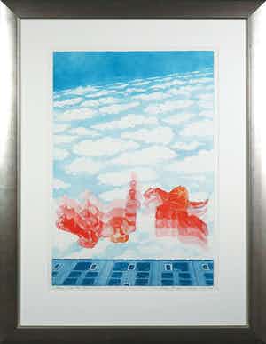 Leentje Linders - Kleurenets, Flying above the clouds - Ingelijst (Groot) verkocht voor € 50!