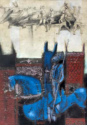 Ru van Rossem - Afrikaans Dagboek XII, aquatint ets met reliëfdruk verkocht voor € 100!