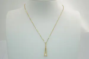 50 - Zeer fijn 14 krt geel gouden fantasie collier ketting - met parel hanger kopen? Bied vanaf 90!