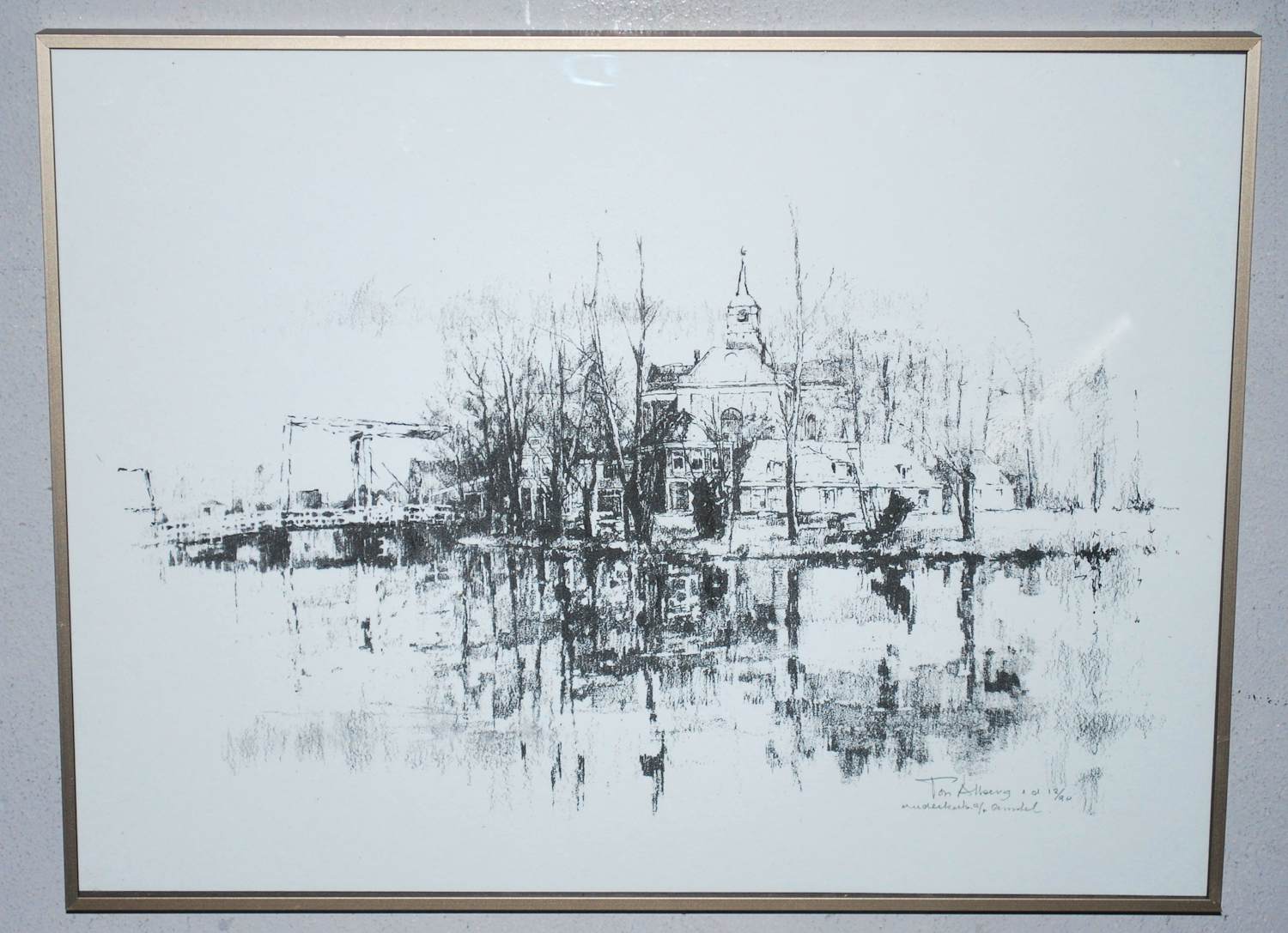 Ton Albers - Ouderkerk a/d Amstel - litho epreuve 12/90 kopen? Bied vanaf 65!