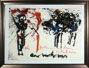 Anton Heyboer - Acryl met krijt, Zonder titel - Ingelijst (Groot) verkocht voor € 350!