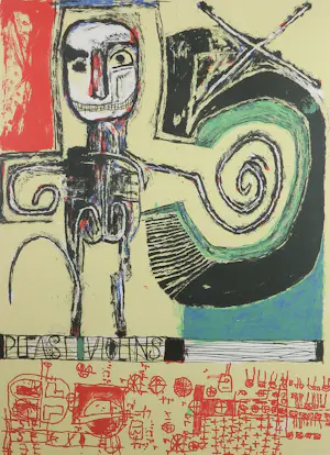 Rik van Iersel - Zeefdruk, Danse Macabe - Ingelijst kopen? Bied vanaf 50!