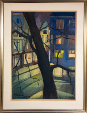 Richard Peskovsky - Gouache, Prinsegracht - Utrechtsestraat - Ingelijst kopen? Bied vanaf 200!