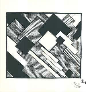 Thilo Maatsch - Houtsnede ABSTRACTE COMPOSITIE Handgesigneerd. verkocht voor € 45!