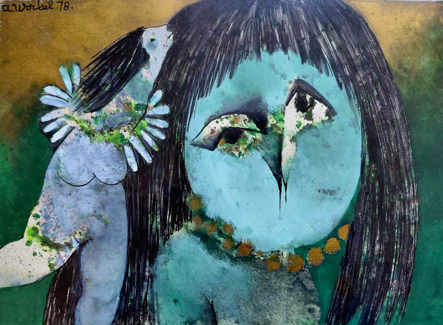 Ans Wortel - Vreemde vogels moeten er ook zijn …., gouache (netjes ingelijst) kopen? Bied vanaf 250!