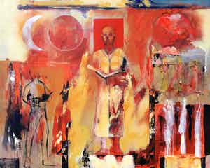 Dick Tasma - Zangers, olieverf op doek (mooi ingelijst, zeer groot) verkocht voor € 325!