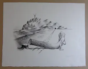 Joop Moesman - NAAKT SURREALISME / ZW-W LITHO / 51x66cm / SIG / 1973 / PRENT190 kopen? Bied vanaf 25!