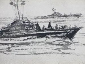 Wim Vaarzon Morel (jr.) - Mijnenveger - Penseeltekening kopen? Bied vanaf 1!